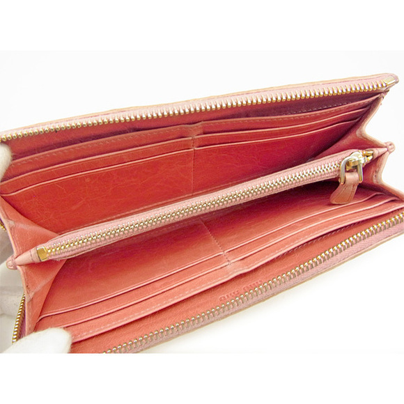 Miu Miu Long Wallet L-shaped Matelasse Pink T033 - Picture 3 of 6
